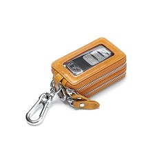 Genuine Leather Car Key Chain Holder Wallet Keychain Bag Double Zipper Purse t