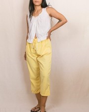 Vintage 90s Yellow Drawstring Capris  Size Medium