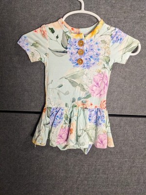 Posh Peanut Floral Short Sleeve One-Piece Bodysuit 3-6 Months Snap Closure