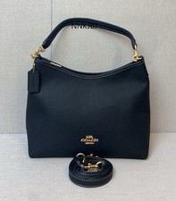 CR148 Laurel Shoulder Bag Black Soft Pebble Leather Zip top closure 2Way