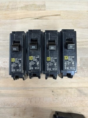 Four Brand New 20 Amp. Single Pole Square D Push Pull Style Breakers  #AB3622