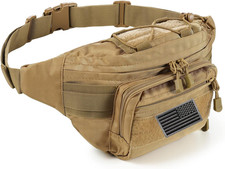 Tactical Fanny Pack Military Waist Bag Pack USA Flag Patch Utility Hip Pack Adju