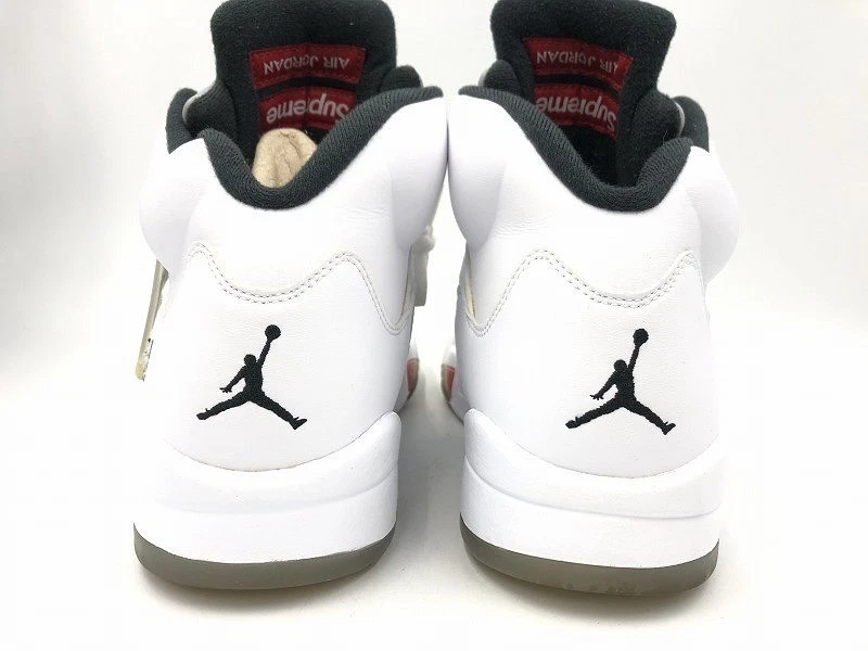 Nike Air Jordan 5 Retro x Supreme White 824371-101 Men's US12 w/Box Good+ - Image 4 of 4