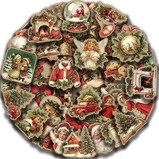 50pcs Retro Cute Santa Claus Christmas Cartoon Stickers Laptop Phone Scrapbook S
