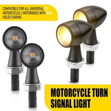 Amber Mini Motorcycle LED Bullet Turn Blinker Signals Indicator Light Black 4pcs