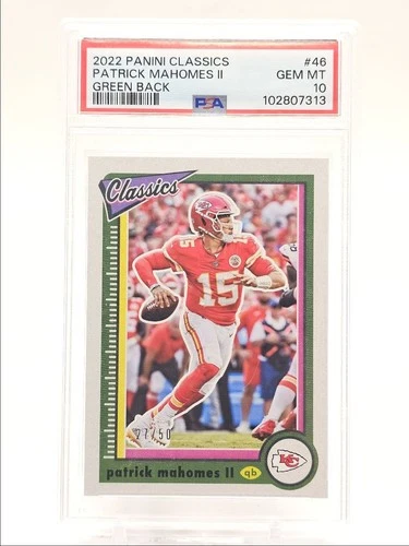 PATRICK MAHOMES II 2022 CLASSICS FOOTBALL GREEN BACK /50 PSA 10 Q0004