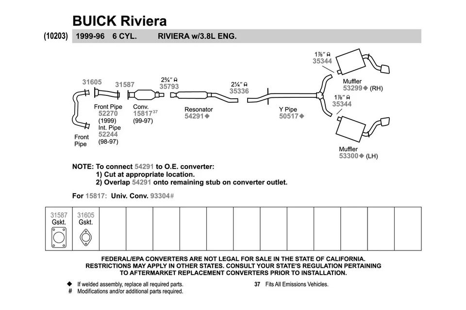 For Pontiac Bonneville 00-05 Walker 52270 Aluminized Steel Exhaust Front Pipe - Изображение 4 из 4