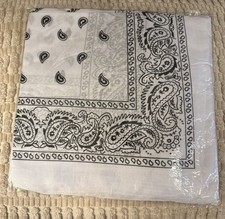 Lot 12 1 Dozen 22"x22" Paisley White Bandana New In Package.
