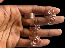 Handcrafted Copper Wrap Band Spiral Rings Set Artistic Art Spiral Design Unisex