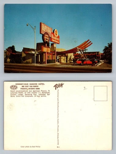 Phoenix, AZ-Arizona, Romney Sun Dancer Neon Sign View, Vintage Postcard
