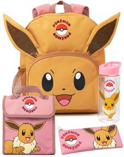 Pokemon Orange Eevee 4 Piece Backpack Set Unisex Kids