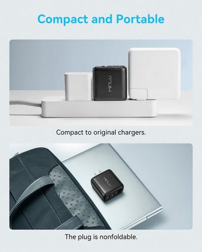 MINLU 65W 3-Port GaN USB-C Charger – PPS Fast Charging Block + 100W 2-in-1 Cable - Picture 3 of 8