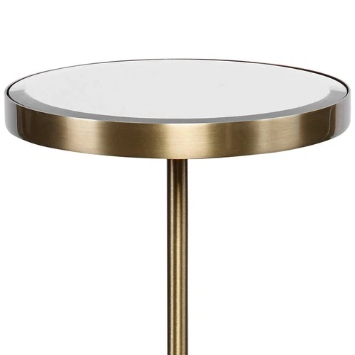 Modern Brushed Brass Round Accent Table 11 3/4" Wide Gold Mirror for Living Room - Picture 3 of 5