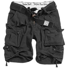SURPLUS MILITARY ARMY STYLE DIVISION MENS CARGO COMBAT SHORTS + BELT BLACK