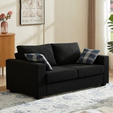 Panana 2 or 3 Seater Sofa Settee Suite in Black Fabric Sofa Deep Seat Couches