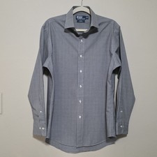 POLO RALPH LAUREN Regent Custom Fit 16 32/33 Men's Shirt Black/White Plaid Check