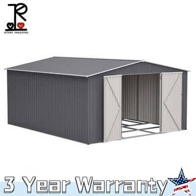 12×14 ft Outdoor Metal Storage Shed Large Garden Tool Shed with Lockable Doors