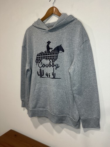 Cowboy Graphic Print Hoodie Size Large Western Horse Rodeo Texas - Bild 2 von 11