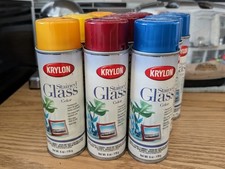 Krylon Stained Glass Paint X3, New Old Stock 6oz, Yellow Red Blue Set