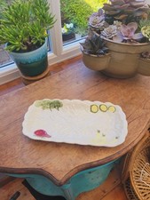 Vintage Kelsboro Ware Cabbage Leaves Ceramic Sandwich/Serving Plate Handpainted