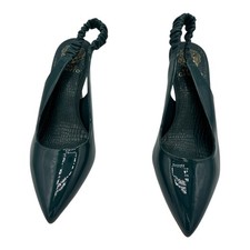 Vince Camuto Women Emerald Green Patent Leather Slingback Heels Pointed Toe 9M