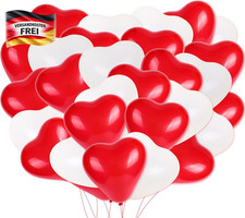 Herzluftballons Set 30cm rot wei&szlig; f&uuml;r Hochzeit Geburtstag Valentinstag Dekoratio