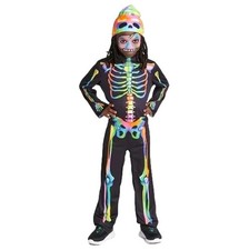 New Color Melt Skeleton Halloween Costume Kids Glow Under Blacklight PICK SIZE 