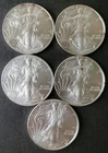 Lot of Five 2009 $1 American Silver Eagle Dollars