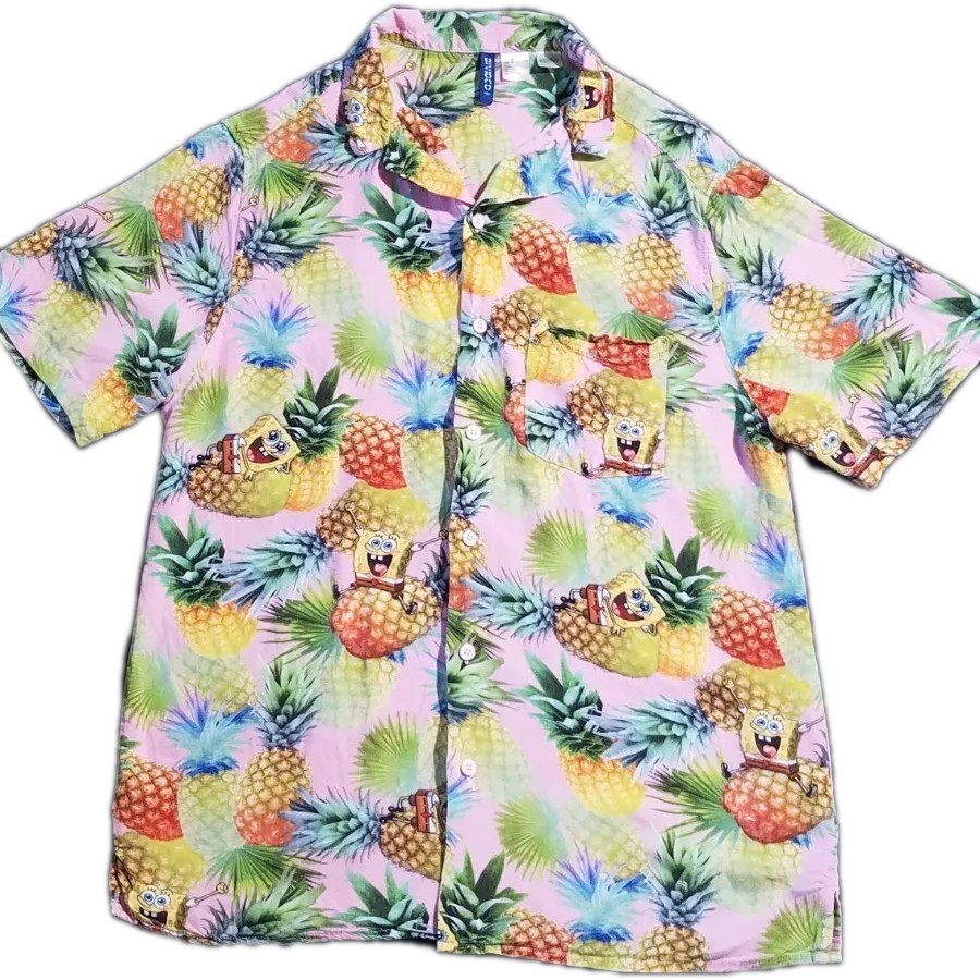 S H&M Divided Spongebob Squarepants Short Sleeve Button Up Shirt