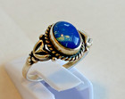 Beautiful 8x6 mm Natural Oval Blue Opal Antique Hand-Made Silver Ring,EUC — photo 1