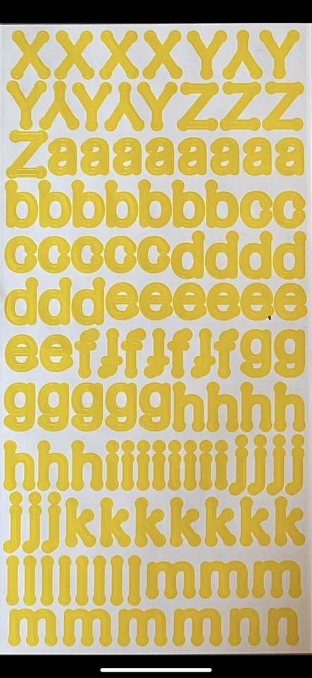 Cuatro hojas amarillo redondo punto números letras alfabeto álbum de recortes pegatinas artesanales Foto 4 de 4