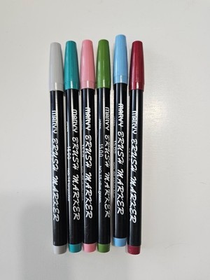 Scrapbook Markers - MK9X - Marvy Brush Markers - 6 Each - Various Colors - New