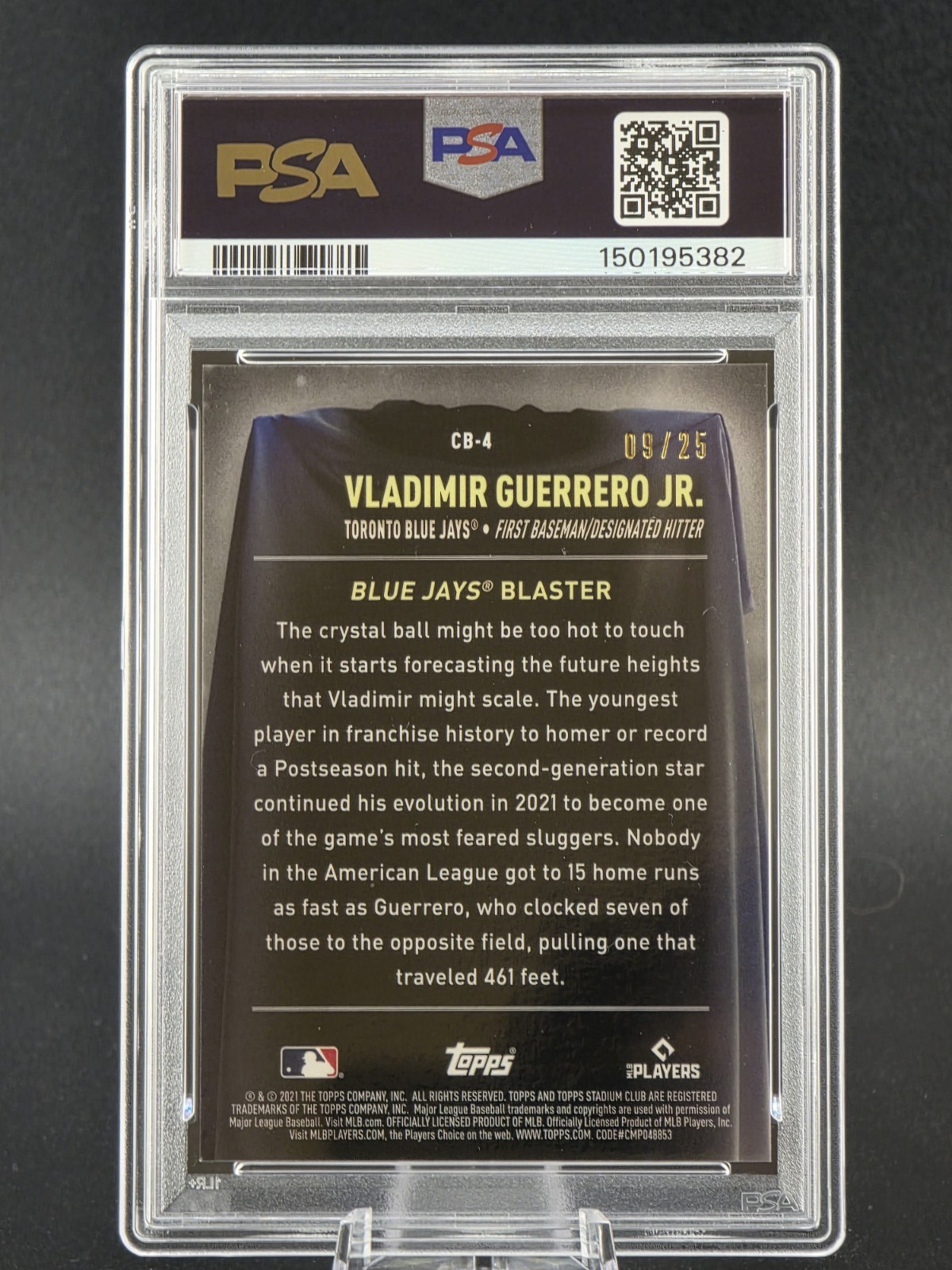 2021 Stadium Club Chrome Vladimir Guerrero Jr. CB-4 Crystal Ball /25 PSA 10 view 2