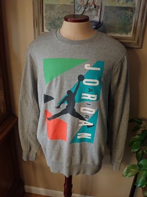 Nike Air Jordan Retro Crewneck Grey Sweatshirt Jumpman Logo Pullover Sz XXL