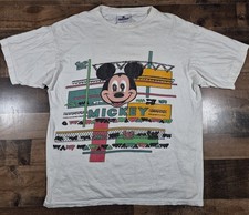 Vintage 80s Disney Mickey Mouse Shirt Men Medium White Single Stitch Moving Eyes