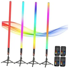 4 Pack RGB Tube Light 4ft Battery Powered 120cm Handheld LED Light Tube with 