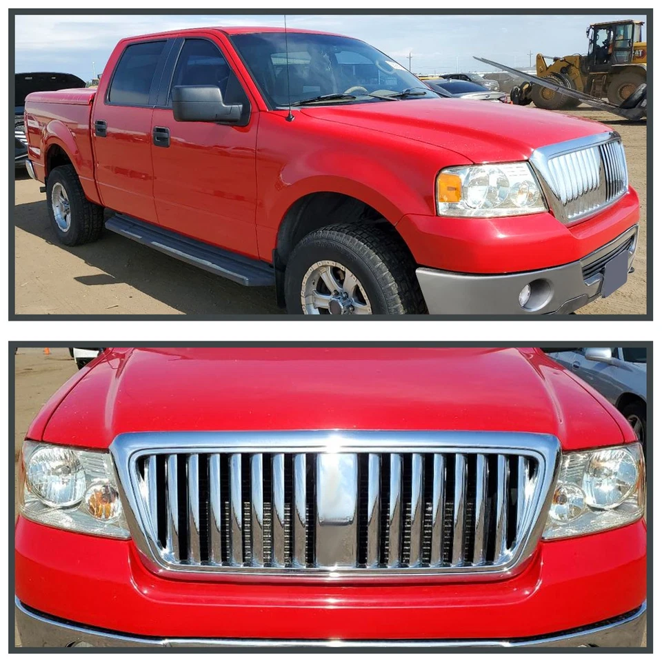 Fits 2004-2008 Ford F150 06-08 Lincoln Mark LT Chrome Vertical Bumper Hood Grill - Изображение 4 из 4