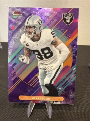2025 Topps Finest Max Crosby Rare Purple Refractor Bookend 125/125 Raiders