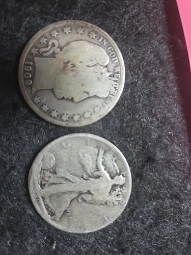 1909 O Barber Half Dollar and 1920 Walking Liberty Half Dollar 90% Silver