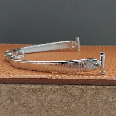 1/2" Bulova Rhodium Plate Stainless Steel Unused Ladies 1970s Vintage Watch Band - Image 1 of 4