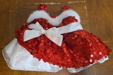 Build A Bear Red Sequined Dress White Christmas Fur Teddy Clothes Outfit