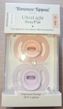 2 PACK - Tommee Tippee Ultra-light Pacifiers, silicone 0-6 months - lilac Pink