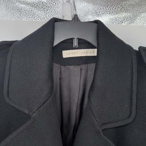 Larry Levine 100 % langer Wollmantel Größe 14 Farbe schwarz Damen Vintage - Bild 2 von 10