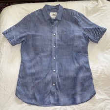 Lacoste VTG Made In France Men Button Down Slim Fit Sz 40 Blue Check
