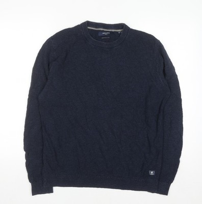 Jack & Jones Herren Pullover Blau XL Baumwolle Leinen Rundhals