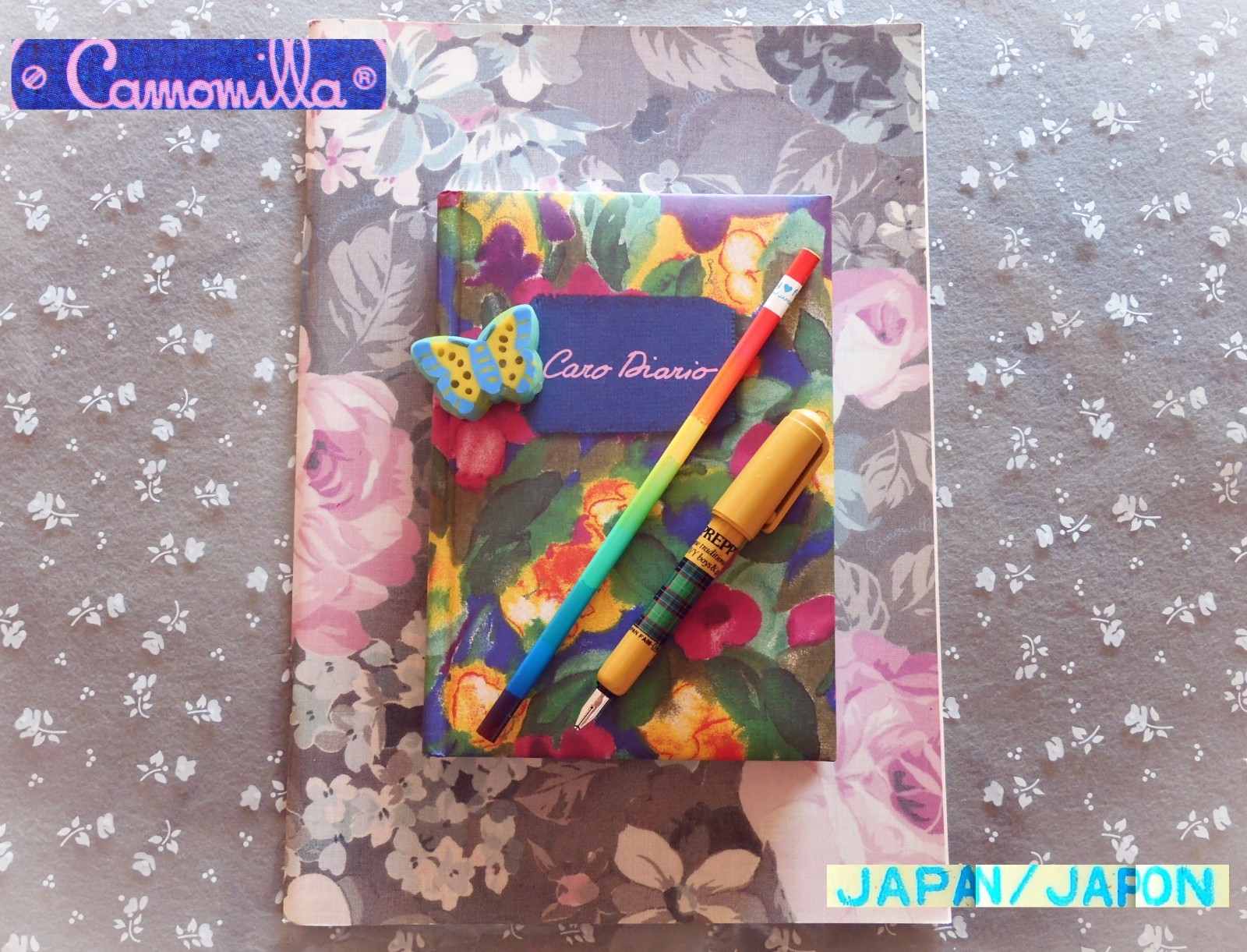 🌺VINTAGE 1990 CAMOMILLA Diario Quaderno fiori + Matite Japan kutsuwa lovely fan