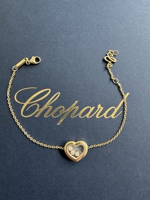 Chopard 3 Happy Diamonds icon 18k yellow gold bracelet heart floating