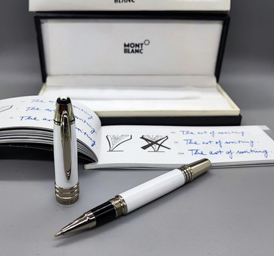 Montblanc JFK White Resin Rollerball Pen Silver Trim - NIB 2025 Luxury Gift
