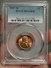 1937 D Lincoln Wheat Cent PCGS MS-66 RD
