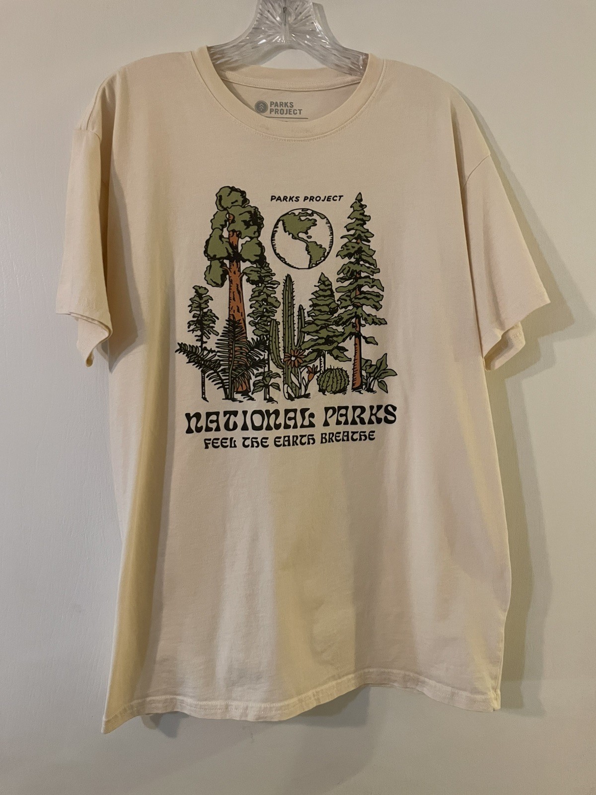 Park Project Feel The Earth Breathe Graphic Tee Tshirt Sz Large L, Off White